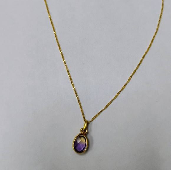 La Bolivianita (or Ametrine) With Italian 18K Yellow Gold Chain Necklace. - Picture 12 of 14